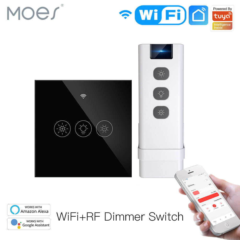 Interruptor Táctil Inteligente MOES WiFi + RF433 | Tuya/Smart Life | Alexa y Google Home | 10A 100–250V (EU)