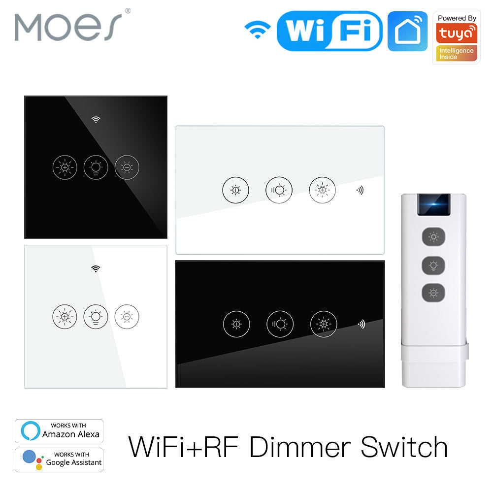 Interruptor Táctil Inteligente MOES WiFi + RF433 | Tuya/Smart Life | Alexa y Google Home | 10A 100–250V (EU)