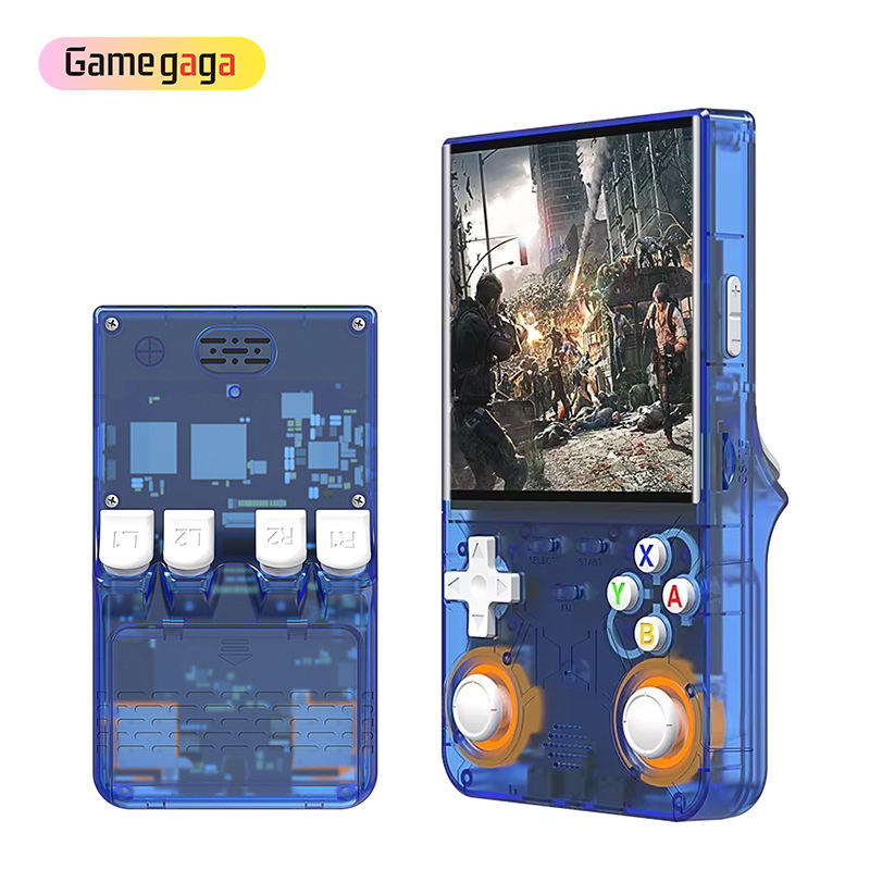 Consola Retro Portátil R36 Ultra (Linux) con WiFi 2.4G | RK3326 1.5GHz | 1GB RAM + 8GB eMMC | Batería 3000mAh | Estilo Transparente “Gamegaga”