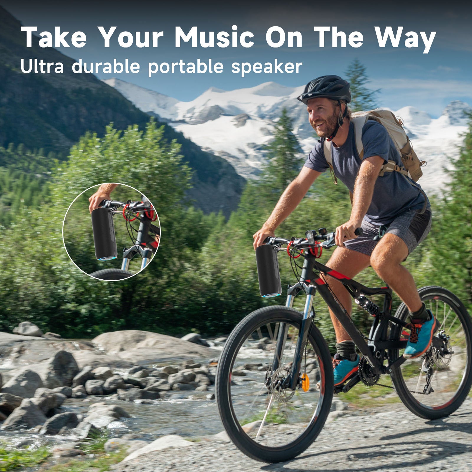 Altavoz Bluetooth Portátil 20W IPX5 Impermeable | BT 5.0 | Luz RGB | Batería 4000mAh (5–10h) | Micrófono Manos Libres | App | Outdoor/Playa | WP-05A