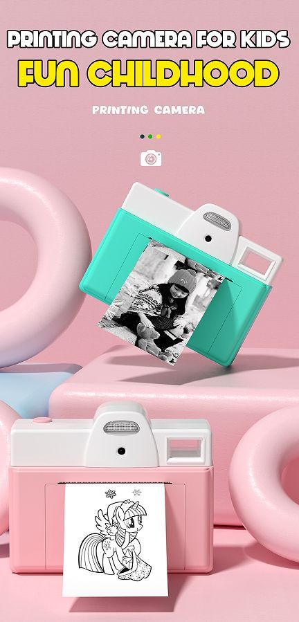 Cámara Instantánea Infantil Q8 con Impresora | Imprime Fotos al Momento | Pantalla 2” | Gran Angular 180° | microSD/TF | Batería 1200mAh | Regalo Ideal