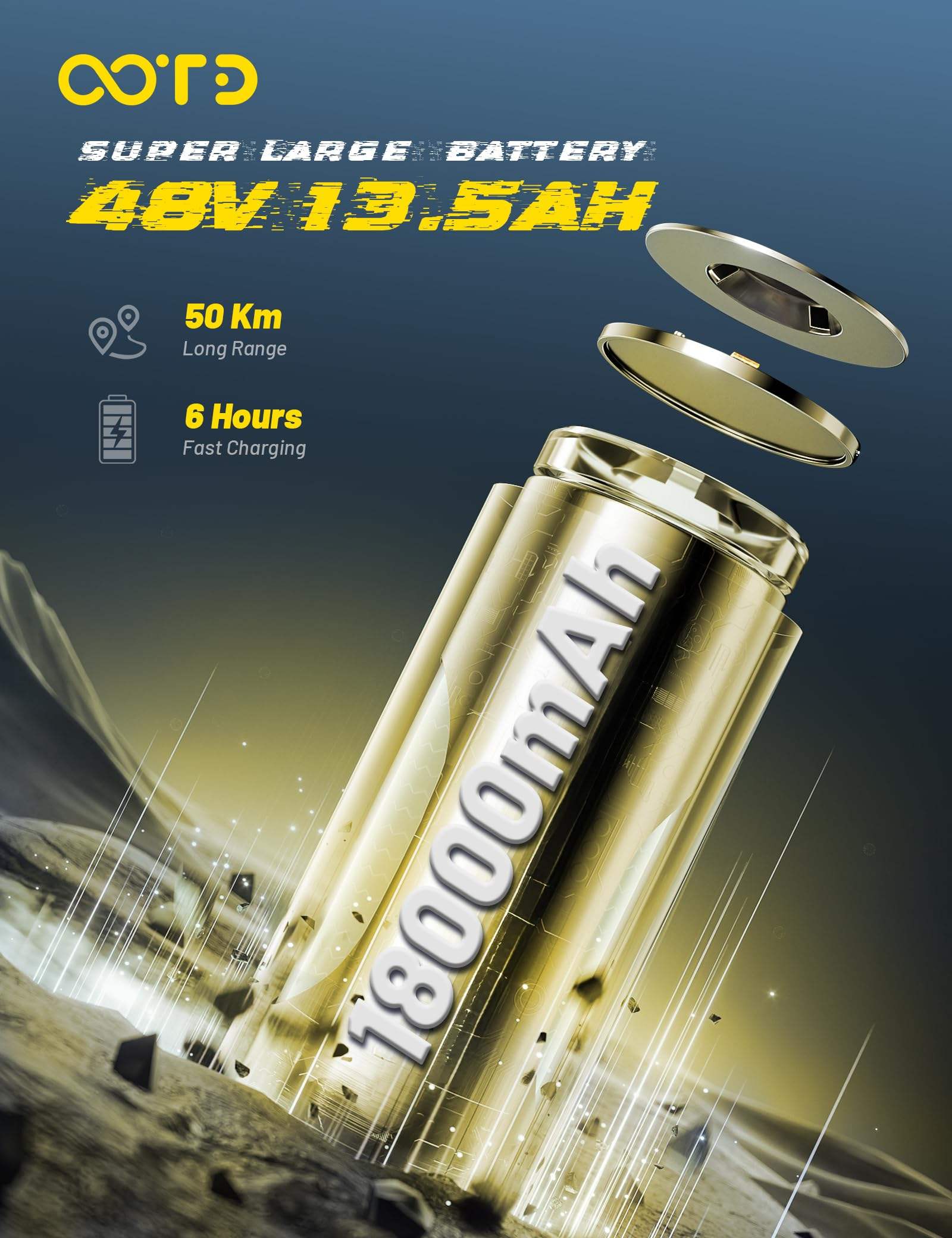 Patinete Eléctrico Todoterreno Plegable OOTD T10 (11”) | 48V 13,5Ah/18Ah | Suspensión Completa + Frenos Hidráulicos | App + Bluetooth | Hasta 150 kg