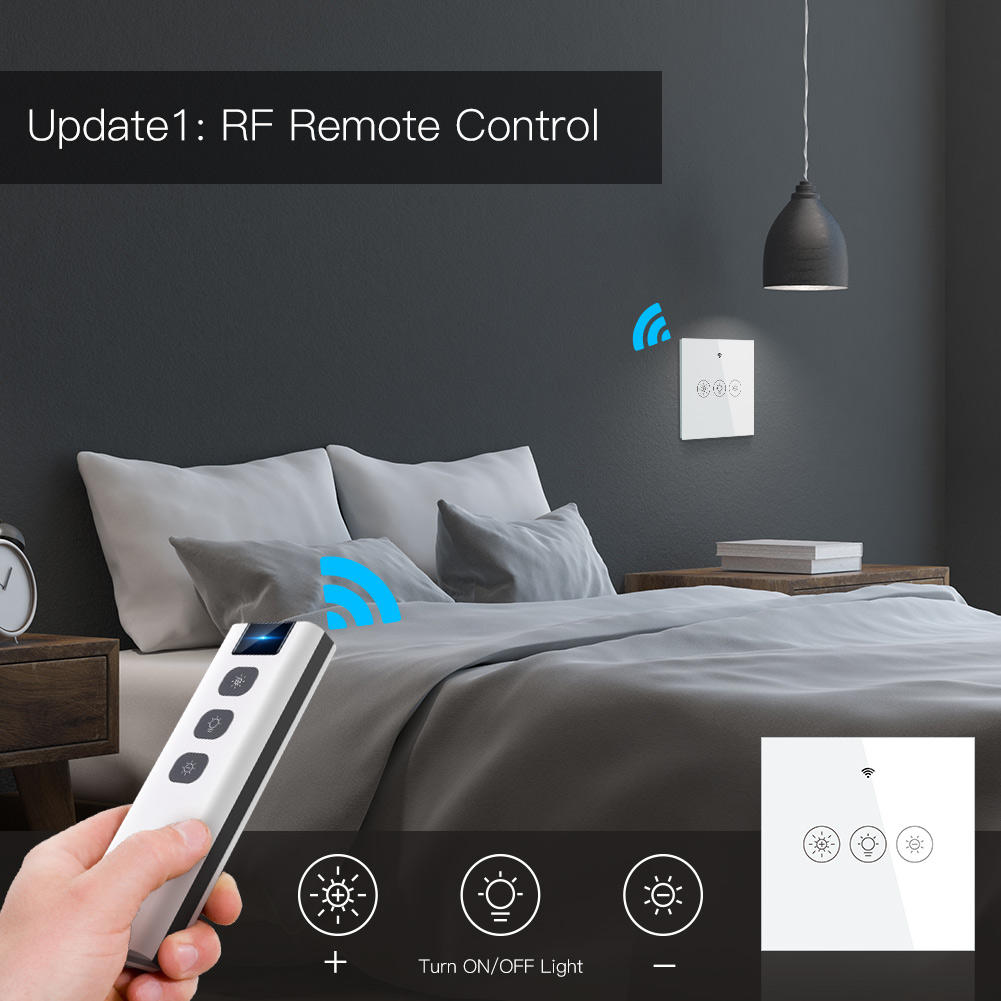 Interruptor Táctil Inteligente MOES WiFi + RF433 | Tuya/Smart Life | Alexa y Google Home | 10A 100–250V (EU)