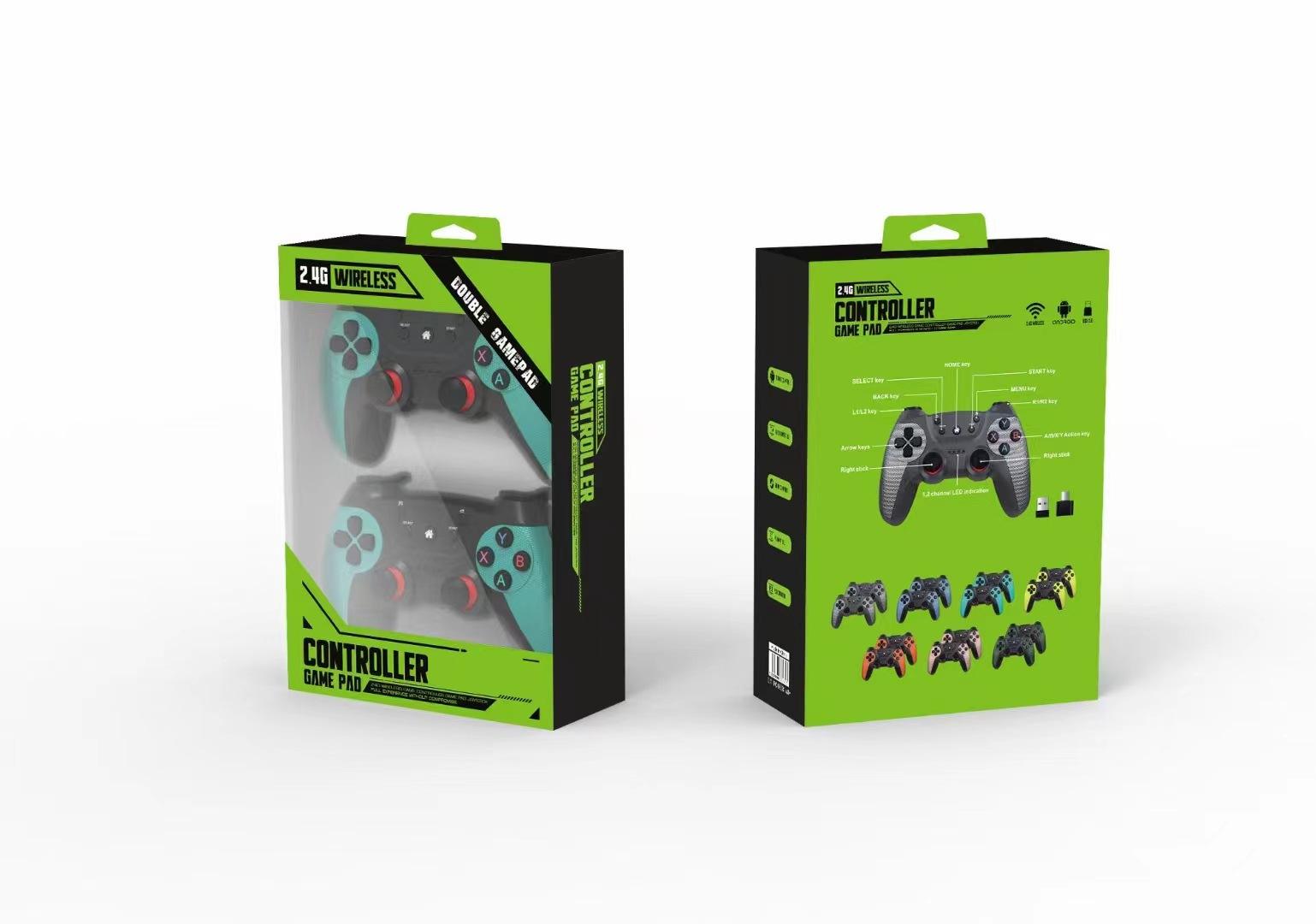 Pack 2 Mandos Inalámbricos 2.4GHz con USB Receptor | Doble Joystick | Compatible PC / Android / Android TV / TV Box | Diseño Gaming | Modelo JS-029 (CE)