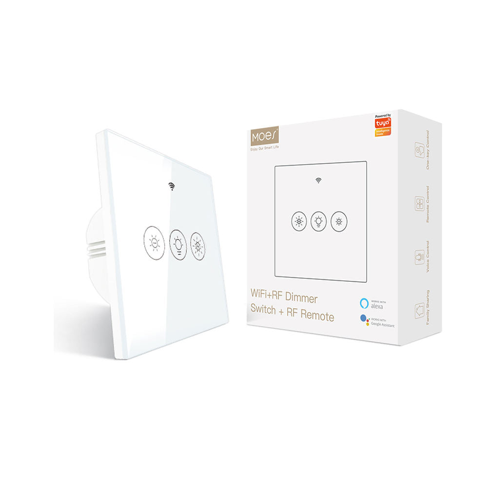 Interruptor Táctil Inteligente MOES WiFi + RF433 | Tuya/Smart Life | Alexa y Google Home | 10A 100–250V (EU)