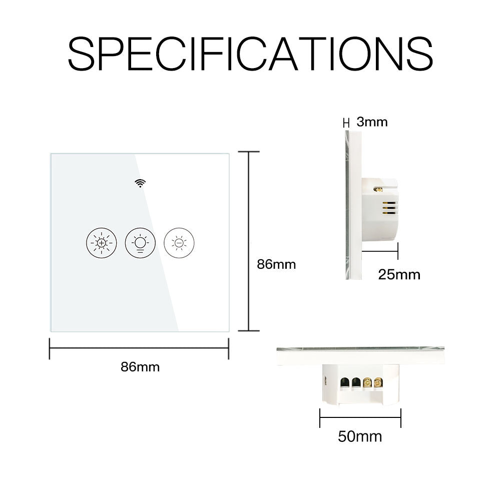 Interruptor Táctil Inteligente MOES WiFi + RF433 | Tuya/Smart Life | Alexa y Google Home | 10A 100–250V (EU)