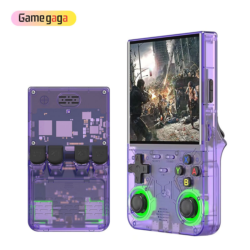 Consola Retro Portátil R36 Ultra (Linux) con WiFi 2.4G | RK3326 1.5GHz | 1GB RAM + 8GB eMMC | Batería 3000mAh | Estilo Transparente “Gamegaga”