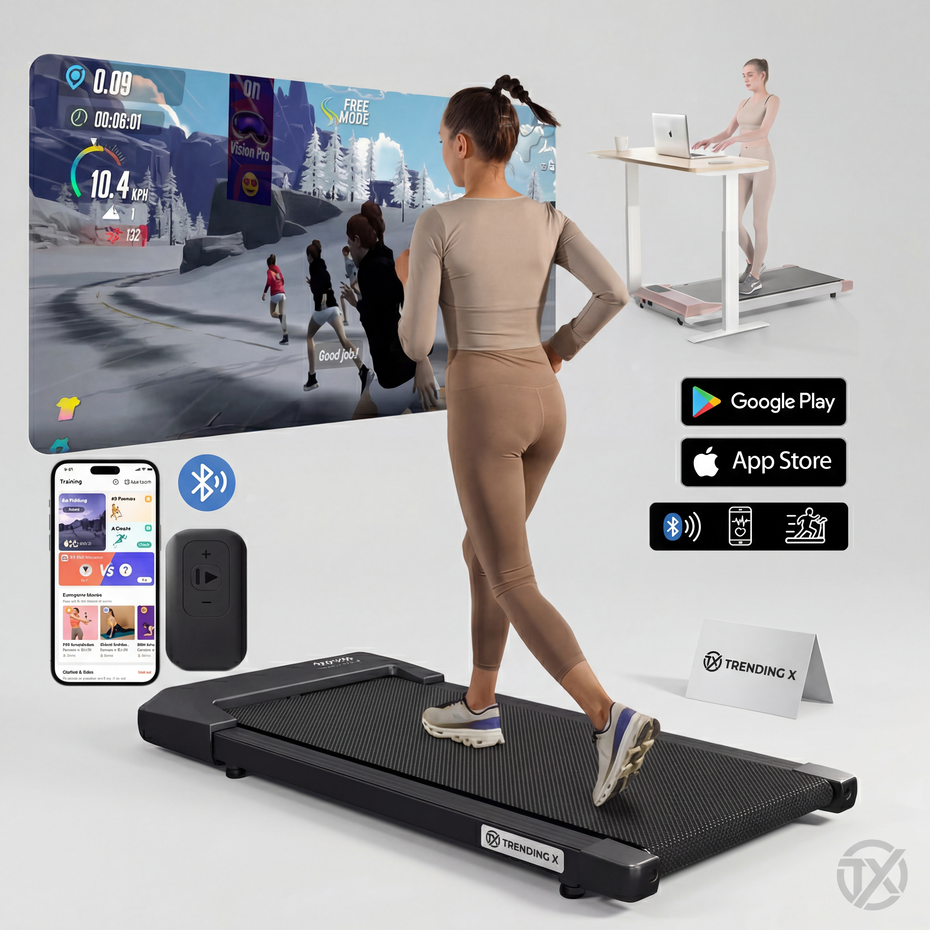 Cinta de Correr Walking Pad 2 en 1 con Mando + Pantalla LCD